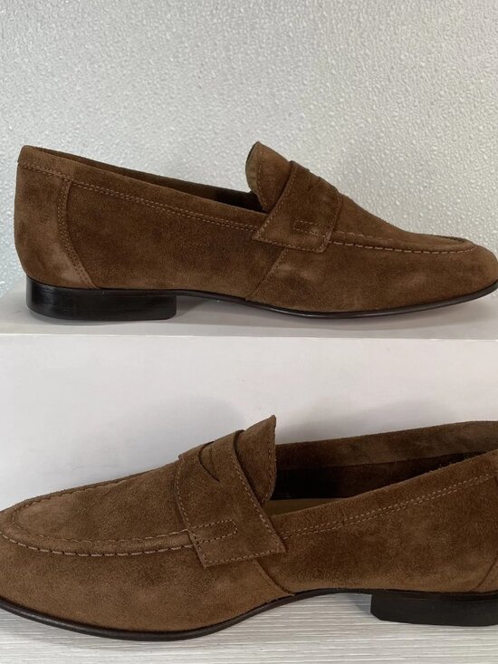 Jack Erwin Mens Size 7.5 D Edward Loafer Apron Front Brown Suede main image 6